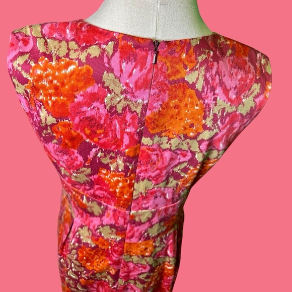 MICHAEL Michael Kors Pink & Orange Floral Print Button-Detail Shift Dress Sz 8P - Picture 11 of 16